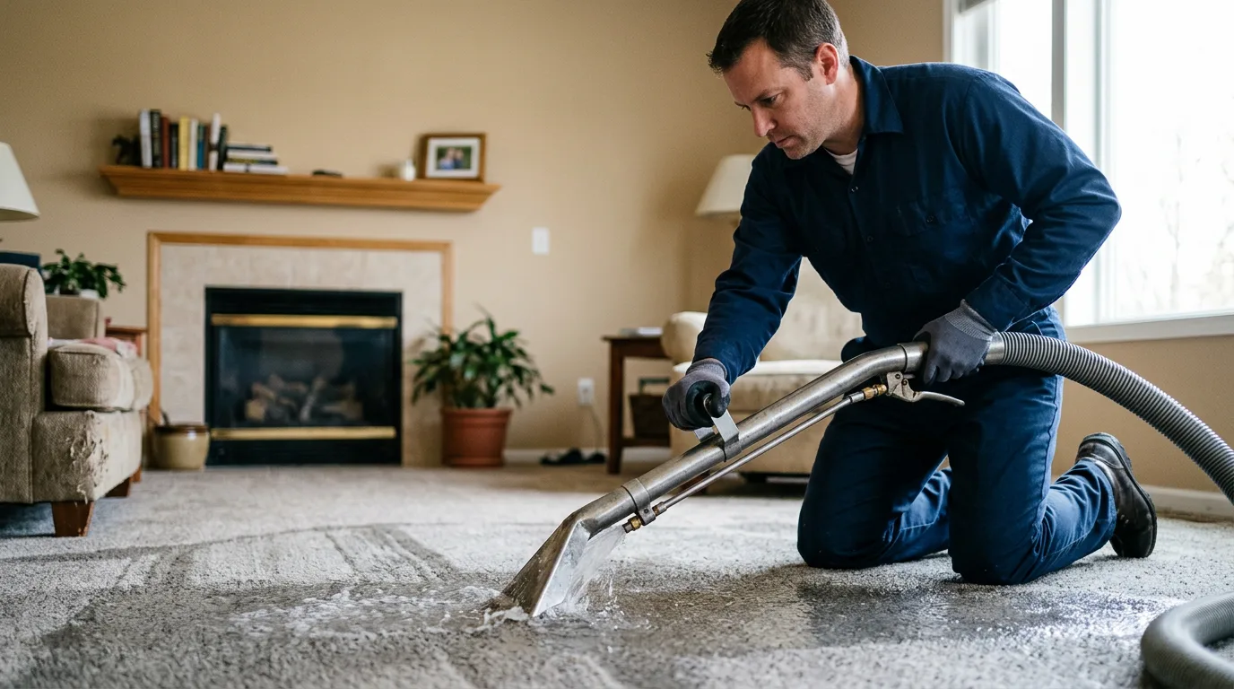 Water damage restoration technician working near Robertsville, MO
